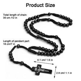 YJFY Cross Necklace Wooden Cross Chain Men's Wooden Cross Chain Women's Cross Pendant Wooden Cross Pendant Necklace Chain Length 25 Inches Can be Used to Wear and Decorate the Car, Wood, No Gemstone