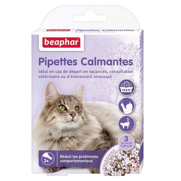 BEAPHAR NO STRESS - Calming Valerian Cat Pipettes - Reduces Stress and Behavioral Problems without Addiction or Drowsiness - Ready to Use - 3 weeks of Action - 3 Pipettes