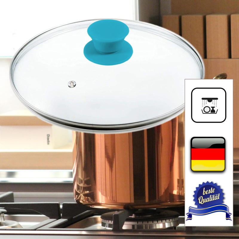 Pack of 2 Kerafactum Glass Pot Lid with Stainless Steel