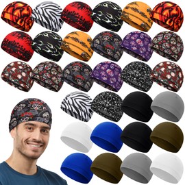 Retisee 30 Pcs Cooling Skull Cap Bulk Helmet Liner Hard Hat Liner Cycling Wicking Beanie Outdoor Head Wrap for Men Women(Skull)