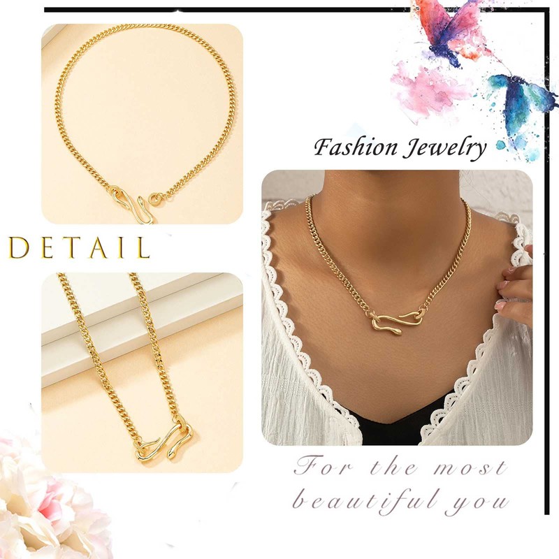 Wendalern Cubic Zirconia Circle Necklace Infinity Snake Pendant Necklace Bling