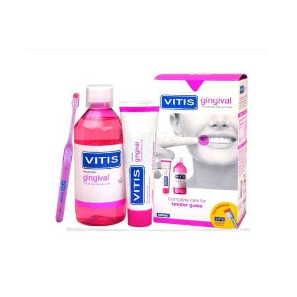 VITIS GINGIVAL PACK. INCLUDES MOUTHWASH & TOOTHBRUSH & TOOTHPASTE