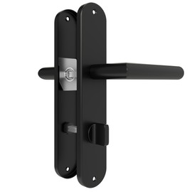 DIYGEEK Toilet Door Handle Set Bathroom Door Lock Door Handle for Bathroom Door Handles for Door Thickness 37-42 mm Black Powder Coated