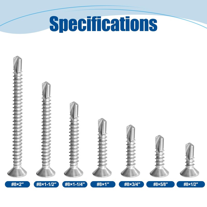 ANCHOREASE #8×2″ Sheet Metal Screws 100Pcs, 410 Stainless Steel Self