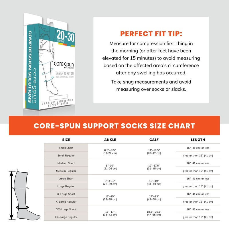 Core-Spun - Calcetines de compresión de 15 a 20 mmHg,