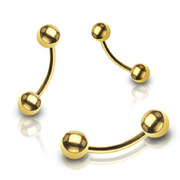 TheMaddHatter (2 Pieces) 16g (1.2mm) Plain Curved Barbell 14k Gold