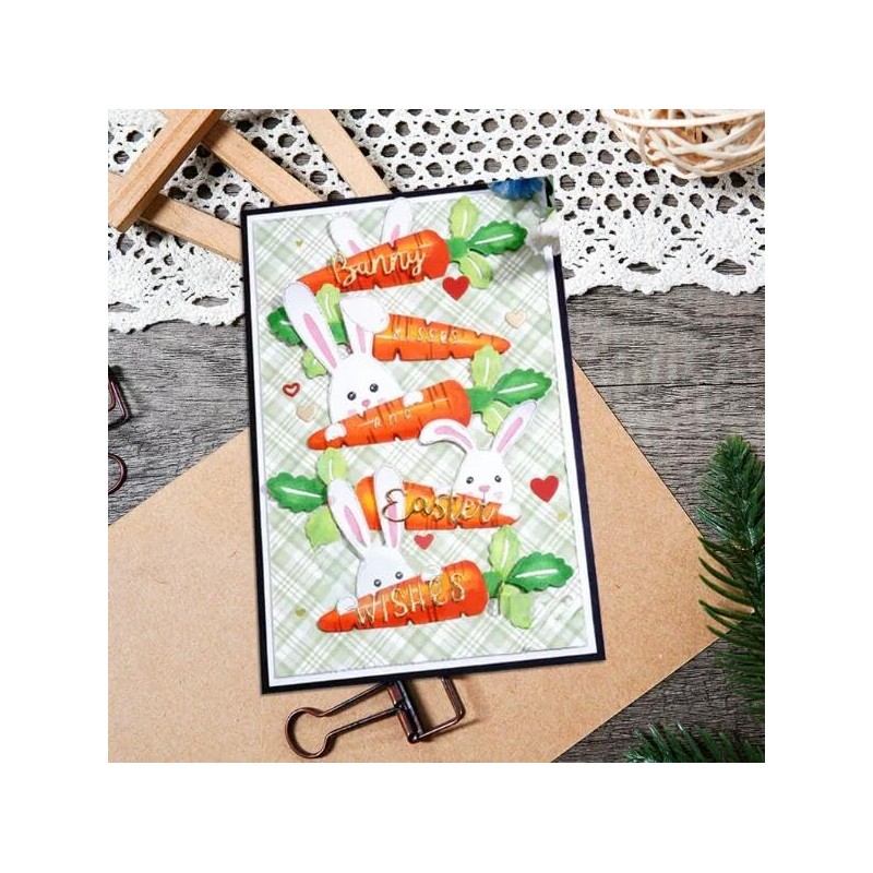 Merry Easter Bunny Carrots Metal Die Cuts,Spring Sunflower Frame Leaf
