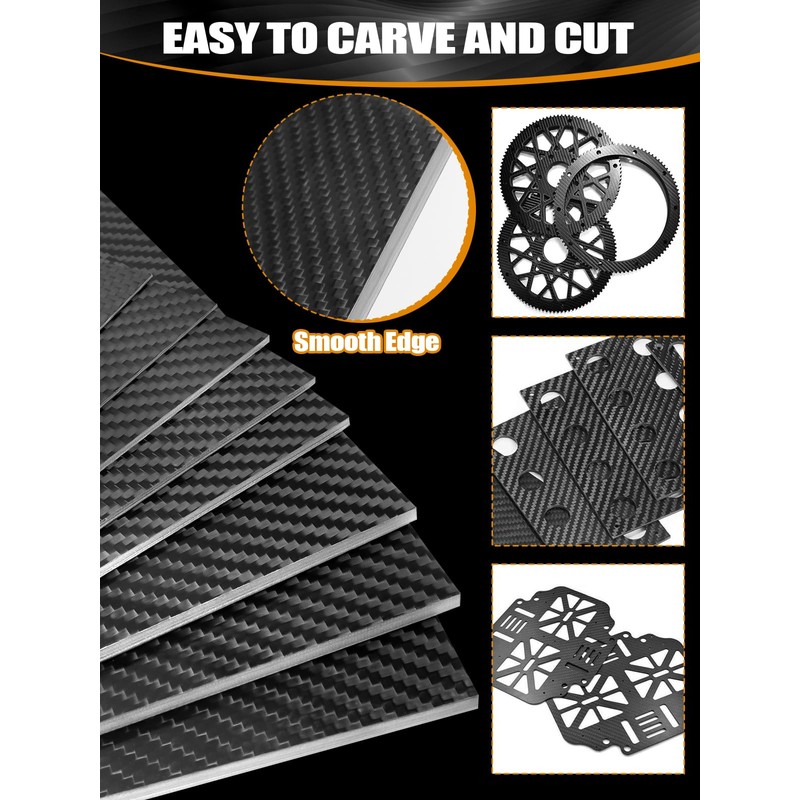 Kalolary Carbon Fiber Board, 3K Real Carbon Fiber Sheets, 0.5mm-5mm
