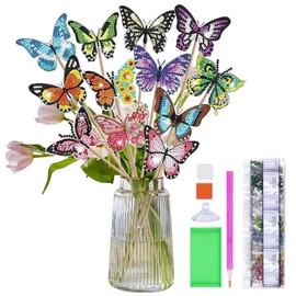 EOPUOZS Diamond Painting Butterfly, Pack of 12 Diamond Painting Children, Diamond Painting Set for Children and Adults, Craft Set, Ideal for Gardens and Indoors, Gift for Mum and Girls