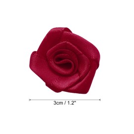 sourcing map 50pcs 3cm Ribbon Roses Satin Ribbon Flower Rose Artificial Fabric Flowers for DIY Crafting Accessories Sewing Wrapping Wedding Gift Decoration, Purple Red