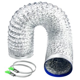 Dryer Vent Hose 4 Inch - Flexible Fire-Resistant Aluminum Duct with Stainless Steel Clamps for Tight Spaces, Dryers, Bathrooms, Workshops, Grill room & Grow Tents