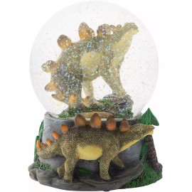 Elanze Designs Stegosaurus Dinosaur Friends 100MM Musical Water Globe Plays Born Free