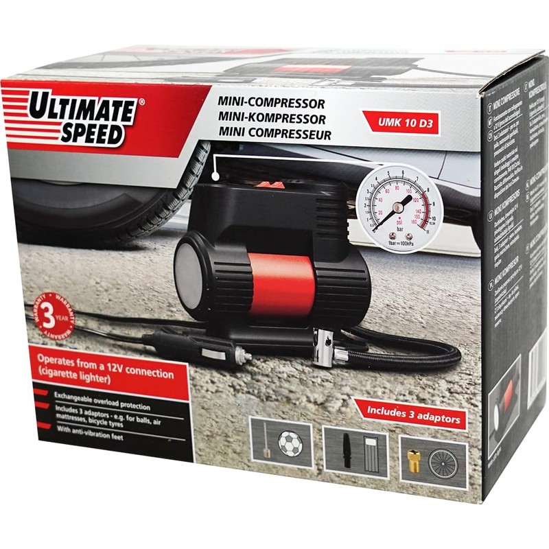 HEADNMORE® Bundle - ULTIMATE SPEED® Mini 12V Luft Kompressor UMK