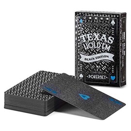 GOODS+GADGETS Pokerkarten Spielkarten aus PVC Kunststoff-Karten Poker Plastik Deck wasserdicht Schwarze Folie (Schwarz)