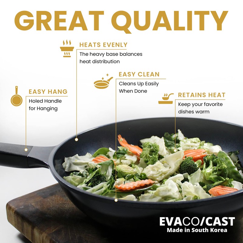 Evaco Cast Aluminum Non-Stick Omelet Pan 9.5" ES024-BIH, Induction Ready,