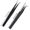 AIEX 2Pcs Lash Tweezers, Stainless Steel Eyelash Extension Tweezers Straight