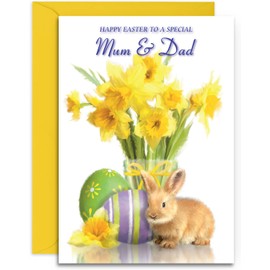 Mum & Dad Easter Card - Medium Sized Card (A5 Size -148mm x 210mm) with Envelope