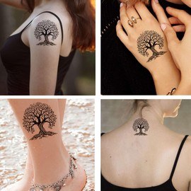 Dopetattoo 6 Pcs Ancient Life Of Tree Temporary Tattoos Hands Party Favors for Kids Fake Face Tattoos