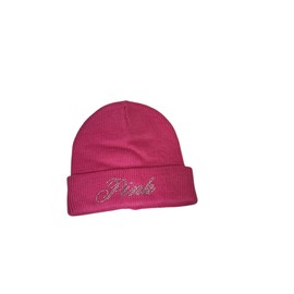 Victoria's Secret Pink Rib Knit Rhinestones Shine Beanie Color Pink New