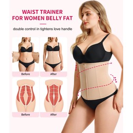 Gotoly Waist Trainer for Women Zipper Corset Shapewear Tummy Control Faja Body Shaper Waist Cincher Workout Girdle(Beige,XX-Large)