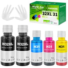 31 Ink Bottle Set, 32XL Black Ink Bottle Compatible for HP Smart Tank 520 580 7602 6001 5101 5000 7300 7301, 31 32xl Ink Bottles Set for Smart Tank Plus 651 551 Ink Refill