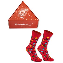 Rainbow Socks - Women's Men's Christmas Socks in a Gift Box - Christmas Socks in Box - 1 Pair, 1 x Christmas light