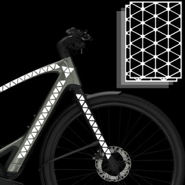 VINATO 2 Pezzi Adesivi Riflettenti,Adesivo Catarifrangenti Neri,Set di Adesivi Reflector,Raggi Catarifrangenti,Adesivi Geometrico Bici per Casco Bicicletta Auto Elettrico Scooter