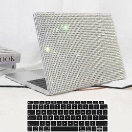 iNOTOGG Compatible with MacBook Pro 13 Inch Case 2022-2016, A2338 M1 M2/A2289/A2251/A2159/A1989/A1706 with Touch Bar & Touch ID, Glittery Rhinestone Hard Plastic Case with Keyboard Cover, Diamond