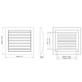 150x150mm / 6x6 inch Air Vent Cover - Adjustable Ventilation Grille with Flyscreen - ABS Plastic Anthracite