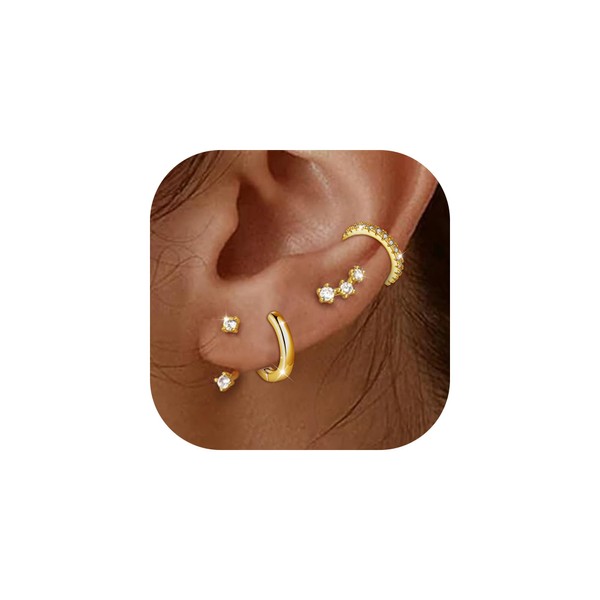 4 Pairs of Earrings Silver 925 Set for Women Girls