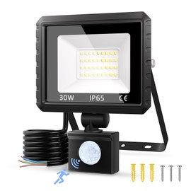 30 W LED Spotlight with Motion Sensor Outdoor, 3000 LM Outdoor Lamp 6500 K Cool White Super Bright Floodlight Light, IP65 Waterproof Outdoor Lighting Lamp Outdoor for Courtyards, Garage