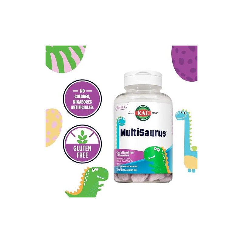 KAL Multisaurus Diarias Multivitamínico Vitaminas Para Niños Completo