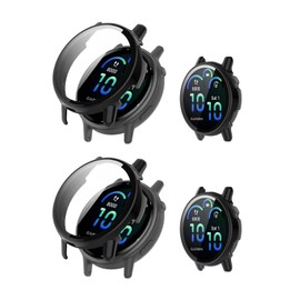 NOUKAJU 2pack Case for Garmin vívoactive 6, Protective Cover Smart Watch,Built-in 9H Tempered Glass Film, Hard PC,Easy to Install,Screen Protector for Garmin vivoactive 6(Black+Black)