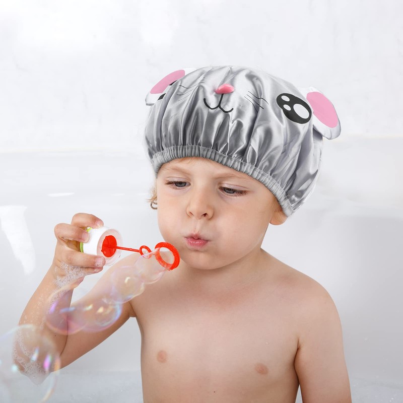G2PLUS 2PCS Elastic Kids Bath Caps, Double layer Baby Bathing