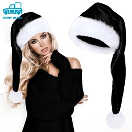 morytrade Santa Hat Santa Cos Christmas Cosplay Santa Claus (Black, Long, 29.5 inches (75 cm)
