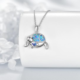 SILBAZ Turtle Necklace 925 Sterling Silver Sea Turtle Necklaces Turtle Pendant Turtle Jewelry for Women Mom Friends