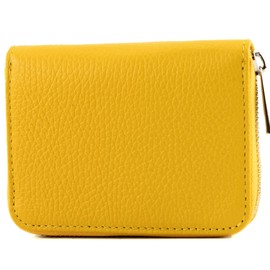 modamoda de - P04 Italian Women's Wallet Real Leather Short, Rapeseed yellow