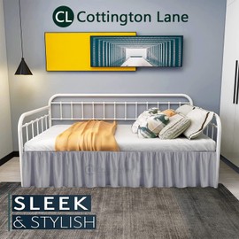 Daybed Skirt with Split Corners Twin - Daybed Dust Ruffle Split Corners 16 inch Drop - Bed Skirts for Day beds - Microfiber Bed Sofa Daybed Skirt for Living Room Guest Room - Silver Grey Daybed Skirt