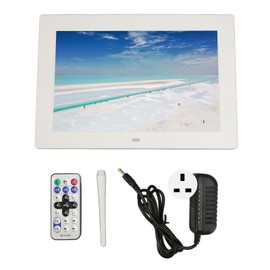 10 Inch Digital Photo Frame 1280x800 HD IPS Display Support Screen Switching Digital Picture Frame with Remote Control 100‑240V White UK Plug