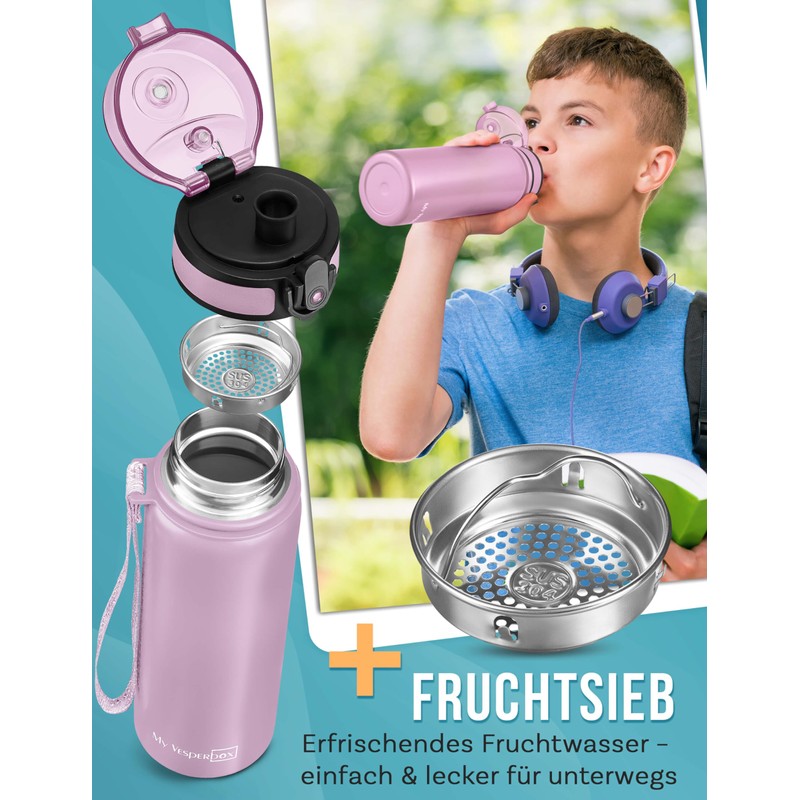 MY VESPERBOX Children's Stainless Steel Thermos Flask [Includes Straw and