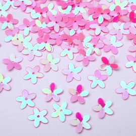 AB Color Flower Shape Sequins Glitter Paillettes with Hole for Sewing Craft Decorations-Shape Loose Cup Sequins for Embroidery/Knitting/Arts/Crafts/Embellishment/Party Decor/Sewing (Pink)