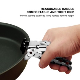 Bowl Clip Gripper Clips, Hot Pot Pan Clamps Aluminium Alloy Anti Scalding Retriever Tongs Portable Cookware Holder for Camping (Silver)