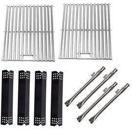 SafBbcue Replacement Stainless Steel Cooking Grid, Pipe Burner and Porcelain Steel Heat Plates Replacement Kit for Home Depot Nexgrill 720-0888, 720-0830H, 720-0830D Gas Grill Models