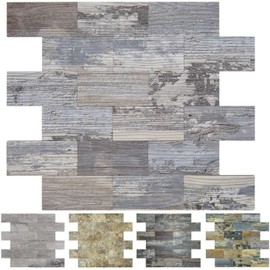 Art3d 3.5" x 11.4" x 0.18" (Pack Of 10) Wall Panel Distressed Silvery Moon, Silver