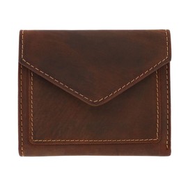 CTM Men's Leather Envelope Style Trifold Wallet, Brown