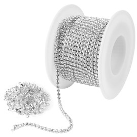 Ticeed 1 Crystal Rhinestone Chain 10 m x 2 mm Clear Trimming Claw Chain for Crafts DIY Jewellery Making with 100 Lobster Clasp Rhinestones for Sewing Border Ribbon Glitter Crafts (Silver and Crystal)