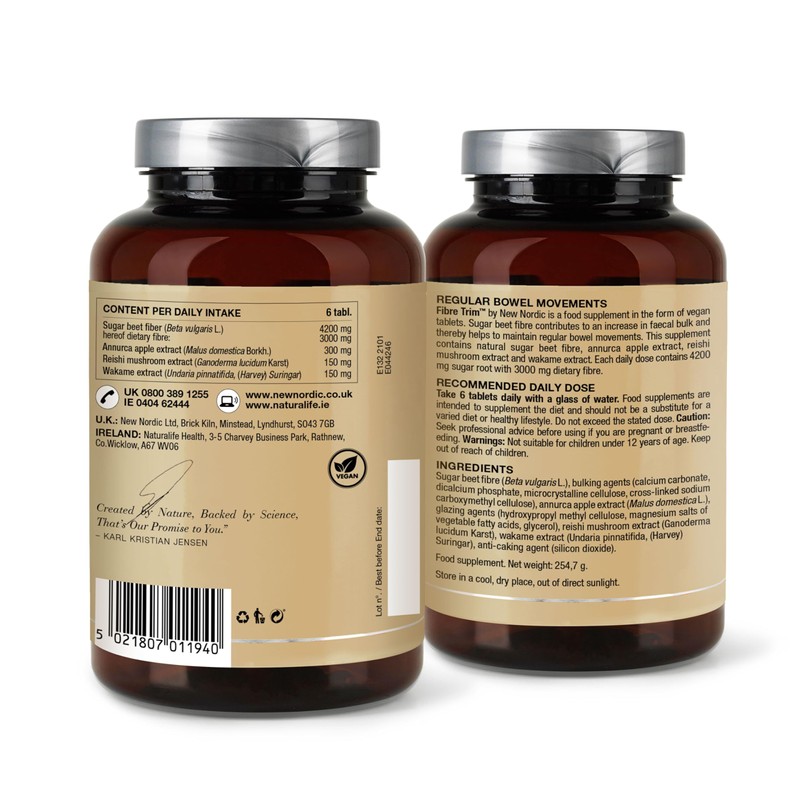New Nordic Fibre Trim Tablets, Sugar Beet & Reishi, Plant-Based
