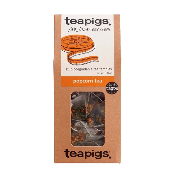 teapigs Popcorn Genmaicha Tea Bags, 15 Count x 6 Boxes, Green Tea with Toasted Rice, Nutty Sugar Puffs in a Cup, Caffeinated