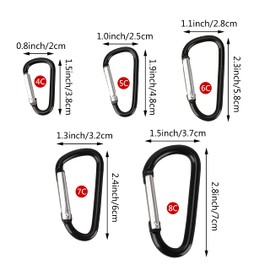 Temlum 10 Pcs Carabiner Clips 3.8/4.8/5.8/6/7cm D-Ring Keyring Clip Small Snap Hook Aluminum Carabiner Clip for Keys, Backpack, Dog Leash, Fishing, Camping (7 x 3.7cm)