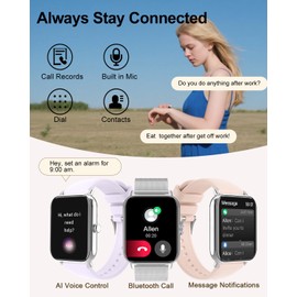 Smart Watch for Women with Bluetooth Call Answer/Dail,1.85" DIY Dial Fitness Watch with Heart Rate Sleep Monitor Step Counter 120+ Sports Modes Waterproof Women's Smart Watch for Android iOS (Silver)